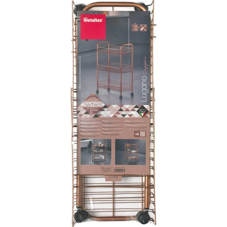 METALTEX 344403000 Lugano Allzweckwagen mit 3 Etagen Polytherm Copper / Rollregal, Höhe 63 cm – Bild 2
