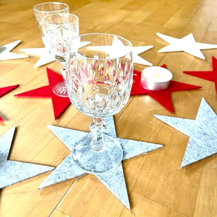 Annastore Platzset 12 x Filzsterne Filzdeko Sterne Weihnachten Filzunterlage Sterne, In DREI Farben – Bild 6