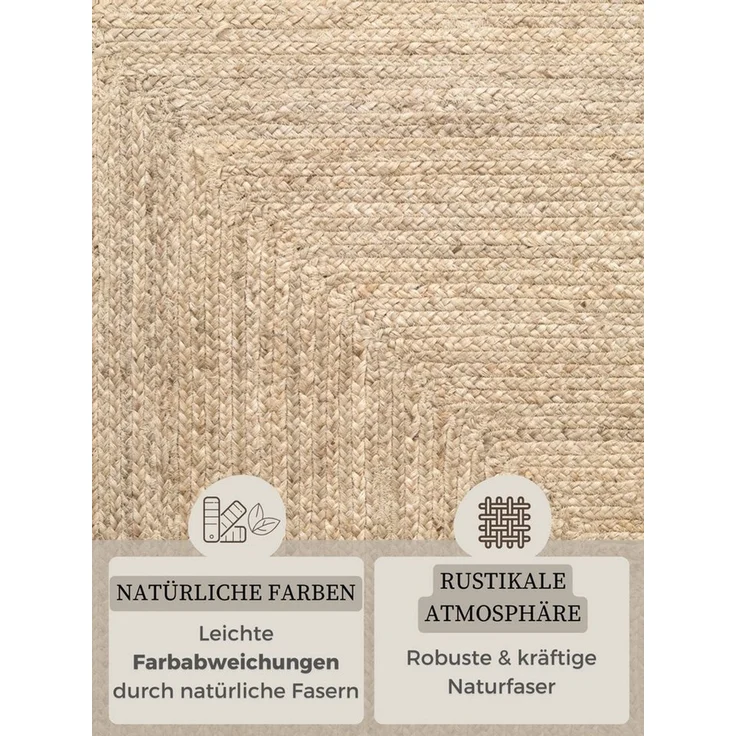 HANSE Home Teppich Juteteppich Teppich Juno, rechteckig, Höhe: 9 mm, Jute, Shape, Handgemacht, Wohnzimmerteppich, Naturteppich, Wohnzimmer – Bild 4