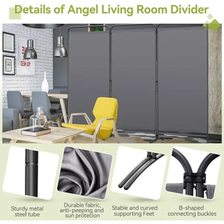 Angel Living Paravent Klappbar Raumteiler Freistehend Sichtschutzwand (3 St), Paravent 3 Teilig, 243(B) x 50(T) x 180(H)cm – Bild 5