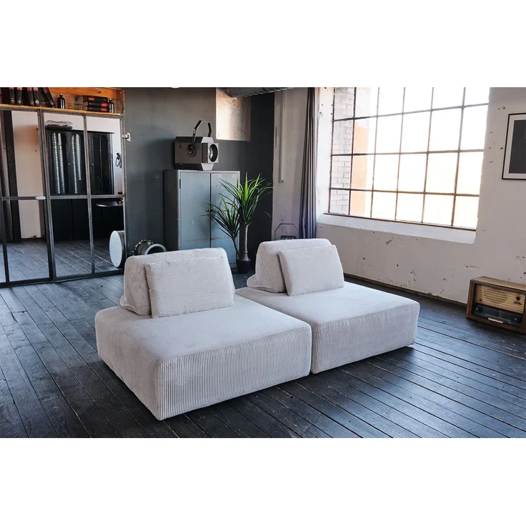 KAWOLA Hocker WIOLO SOFT Sitzelement für Modulsofa Cord hellgrau 43 x 111 x 111 cm – Bild 6