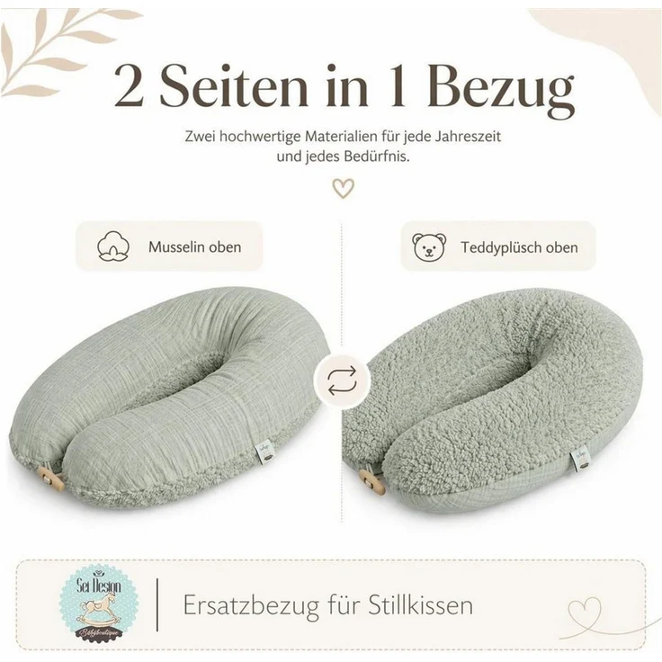 SEI Design Stillkissenbezüge Stillkissenbezug Bezug XXL 190x30, Bio Baumwolle – Bild 3