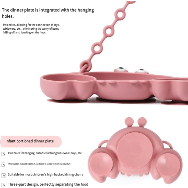 ABC Silikon-Babygeschirr-Set mit Saugnäpfen, 8-teiliges Set, Kinder-Essgeschirr-Set, beinhaltet rutschfeste Teller, Schüsseln, Becher, Löffel und Gabeln, BPA-frei (hellrosa) – Bild 2