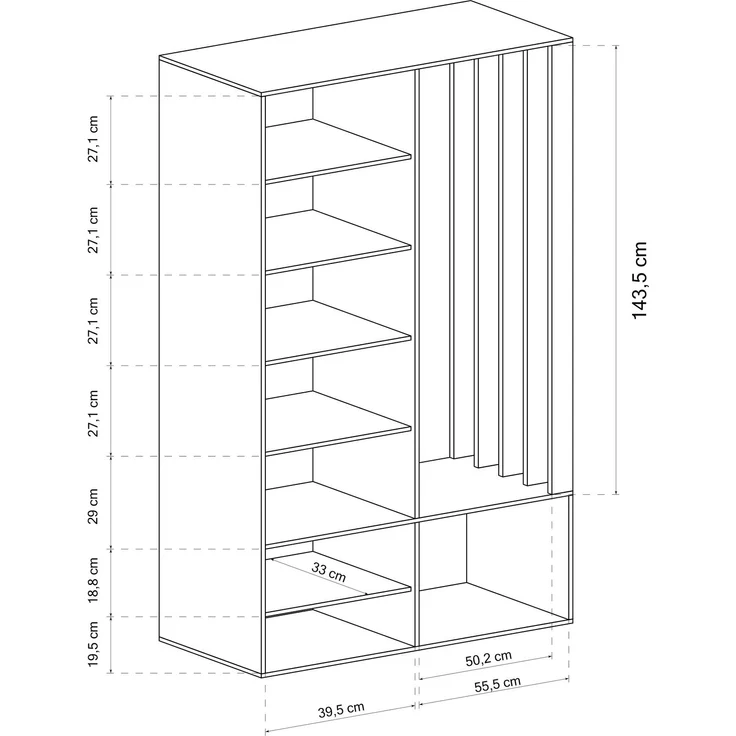 AX LIVING Garderobe Flur Milanoir 100 cm mit Spiegel Modern Kaschmir – Bild 5