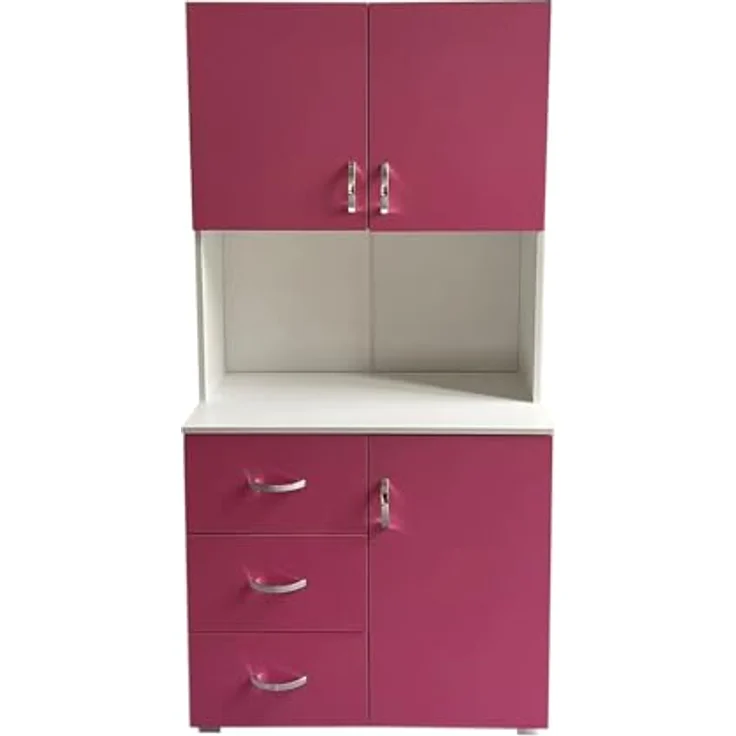 HTI-Living Küchenbuffet Küchenschrank Blanca Pink Weiß (Stück, 1-St, 1 Schrank) Küchenbuffet 6 Regalfächer 3 Schubladen – Bild 2