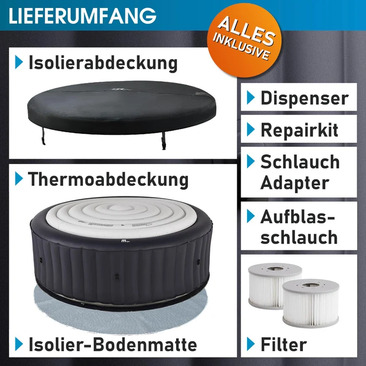 BRAST aufblasbarer Whirlpool 'MSpa Aurora', Ø 204 x 70 cm, für 6 Personen, mit LED-Beleuchtung – Bild 10