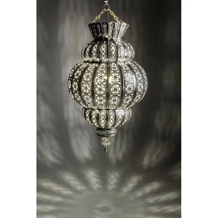 Marrakesch Orient & Mediterran Interior Pendelleuchte Orientalische Pendelleuchte Harem Silber 45cm, Lampe für Wohnzimmer, Handarbeit – Bild 4