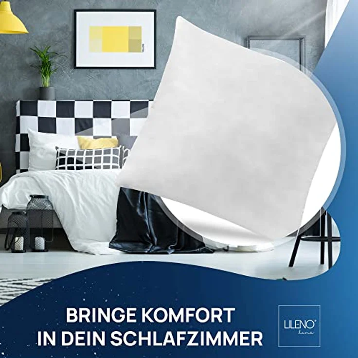 LILENO HOME Federkissen 50x50 cm, Kopfkissen mit 600 g Federfüllung, antiallergisch, perfekt für Kinder und Allergiker – Bild 3