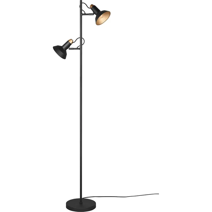 Stehleuchte, schwarz, gold, Spot beweglich, H 155 cm