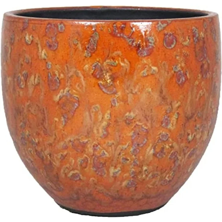 INNA-Glas Blumentopf Pflanzgefäßaus Keramik, gesprenkelt, orange-gelb, 13 cm, Ø 14 cm