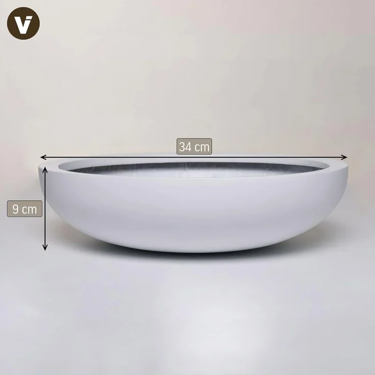 VIVANNO Pflanzschale Fiberglas PLANA Schale, Weiß Matt 43x11 cm – Bild 3