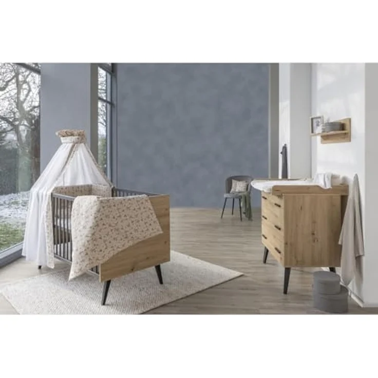 Schardt Kinderzimmer Set Morris Oak 3-teilig Kinderbett Wickelkommode Ansatz – Bild 2