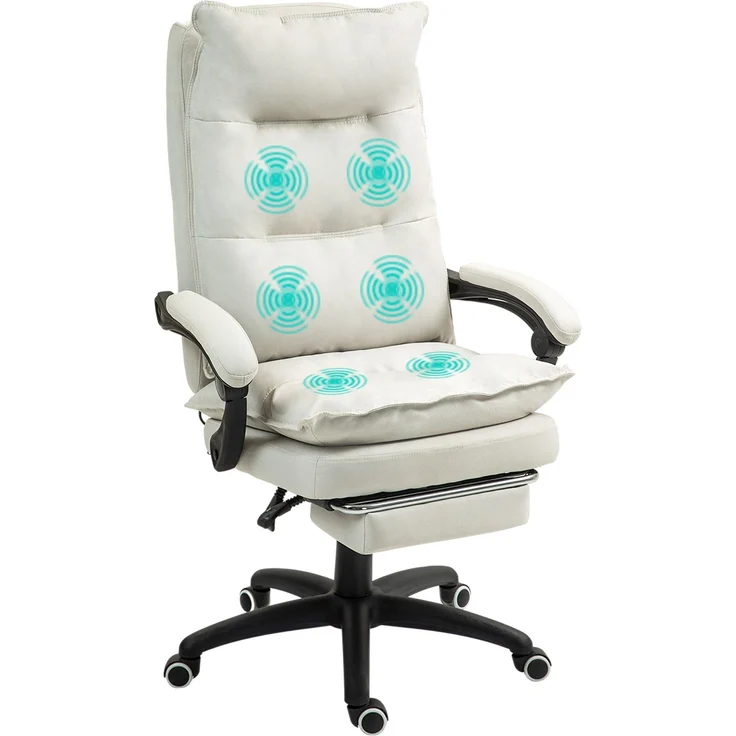 MELAYR, Massage-Bürostuhl, Schreibtischsessel mit Massagefunktion, höhenverstellbarer, 70 x 62 x 130 cm, Cremeweiß – Bild 1