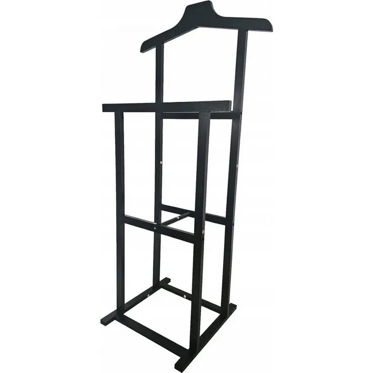 HAC24 Kleiderständer Kleiderbutler Herrendiener Kleiderstange Kleiderablage, (1 St), Holz Schwarz 102 x 47 x 36 cm