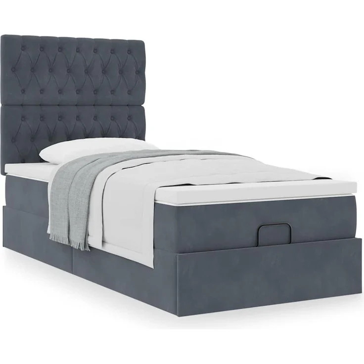 vidaXL Ottoman-Bett mit Matratzen Dunkelgrau 100x200 cm Samt 3313524 – Bild 12