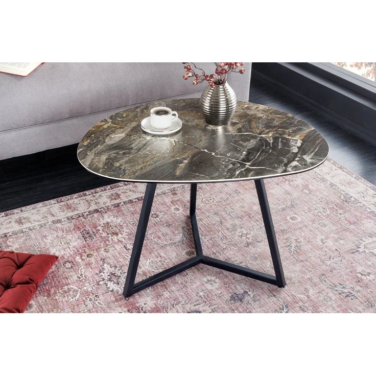 riess-ambiente Couchtisch MARVELOUS 70cm taupe / schwarz (Einzelartikel, 1-St), Wohnzimmer · Keramik · Glas · Metall · Marmor-Design – Bild 2
