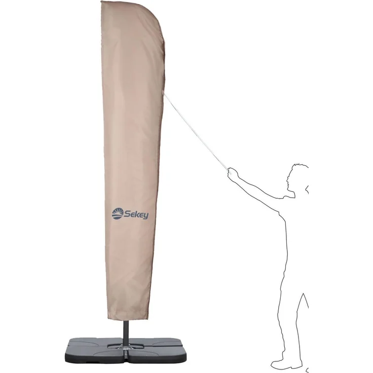 Sekey® Schutzhülle für Ampelschirm/Sonnenschirm,Abdeckhauben für Sonnenschirm,100% Polyester, UV-beständig, Taupe – Bild 4