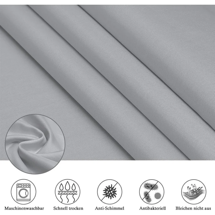 Duschvorhang 180x180 Grau Textil Wasserdicht Antischimmel inkl. 12 Ringe – Bild 5