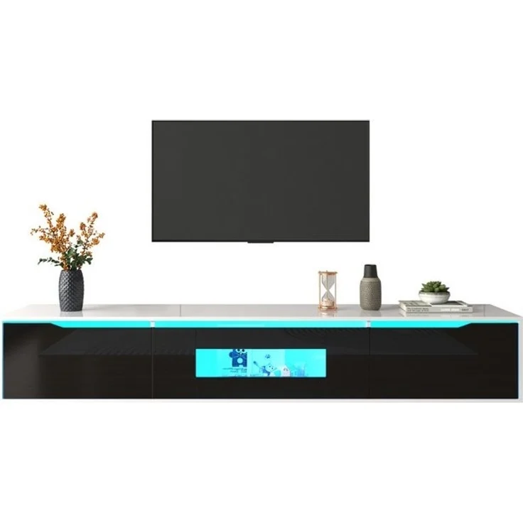 HAUSS SPOLE TV-Schrank Hochglanz, mit farbwechselnder LED-Beleuchtung, Schwarz und Weiß – Bild 4