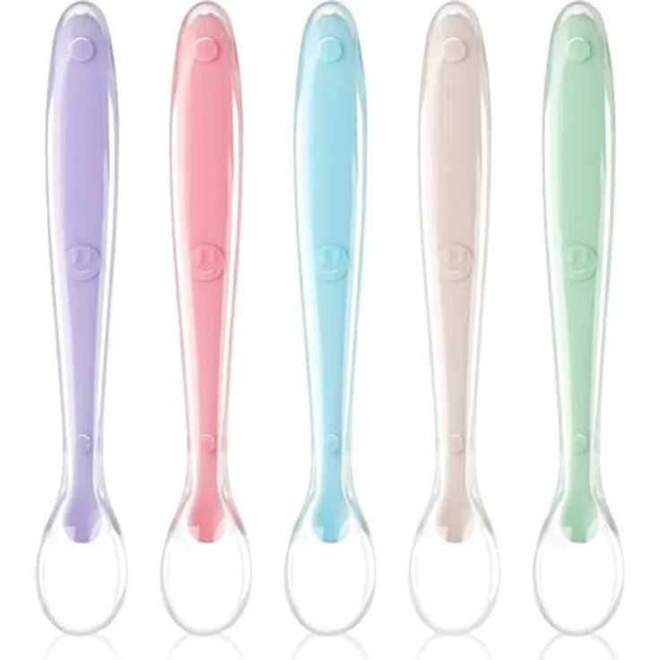 Vicloon Babylöffel, 5 Stück Baby Fütterlöffel aus Extra Weich Silikon, BPA Frei, Breilöffel Lang, Säugling Beikost Esslöffel für Baby & Kleinkind Säugling Kinder ab 4 Monate – Bild 1