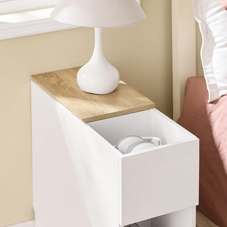 SoBuy FBT162-WN Nachttisch, Spanplatte, Melamin, Weiß, 65 x 60 x 40 cm – Bild 8