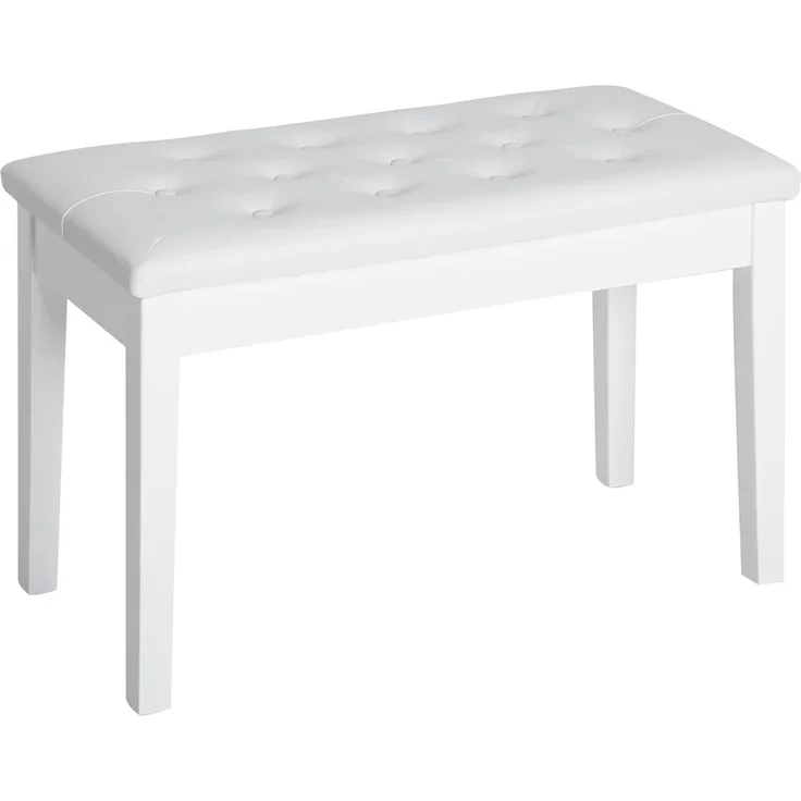 HOMCOM Klavierbank traditionellen Flurbank im Landhausstil kosmetischer Hocker Stauraum (Hocker, 1-St, Klavierhocker), Gummiholz, Kunstleder, Weiß, 76 x 36 x 50 cm – Bild 1
