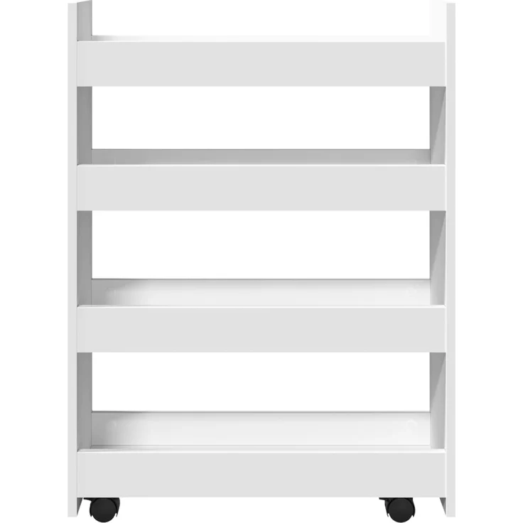 vidaXL Schmaler Aufbewahrungswagen 4 Etagen Weiß Holzwerkstoff 855259 – Bild 3