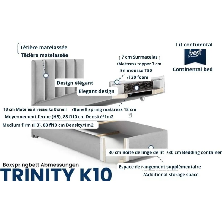 Best for Home Boxspringbett K10 SINGLE mit Bettkasten mit Lieferung, Aufbau & Entsorgung (Mintgrun 80x200) – Bild 5