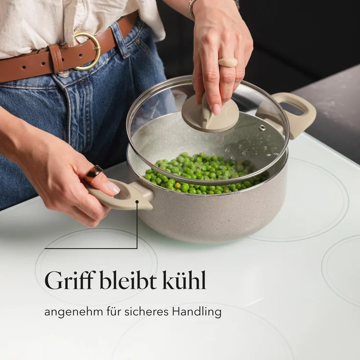 FLORINA Aluminiumtopf ISLA 1,6L I 18 cm I Aluminium Kochtopf mit Antihaftbeschichtung I Schnelles und gleichmäßiges Erhitzen I Soft-Touch-Griffe I Ästhetisches Design, Grau – Bild 6