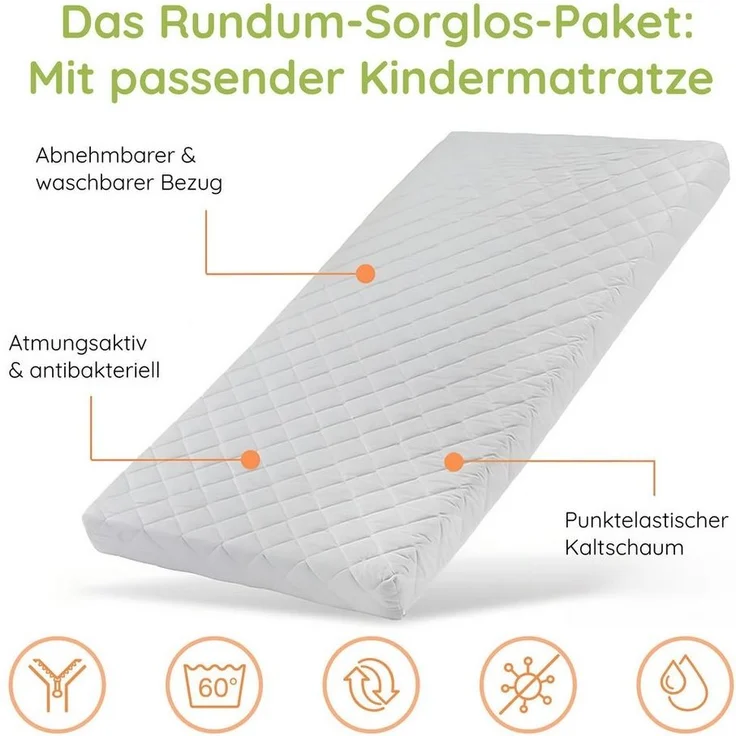 Kids Collective Etagenbett Hochbett Stockbett Kinderbett 90x200 cm mit Ausziehbett und Schubladen (Modell 2025, mit drei Matratzen inklusive), Umbaubar zu 3 Einzelbetten mit Lattenrosten & Rausfallschutz, Kaschmir – Bild 2