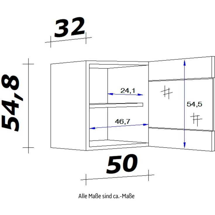 Flex-Well Glashängeschrank Antigua (B x H x T) 50 x 54,8 x 32 cm, mit Stollenglastüren – Bild 2