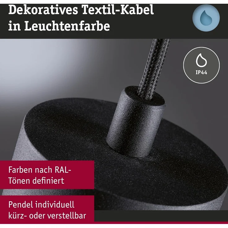 Paulmann 79997 LED Pendelleuchte Kame Schwarz 3-Step Dim IP44 – Bild 3