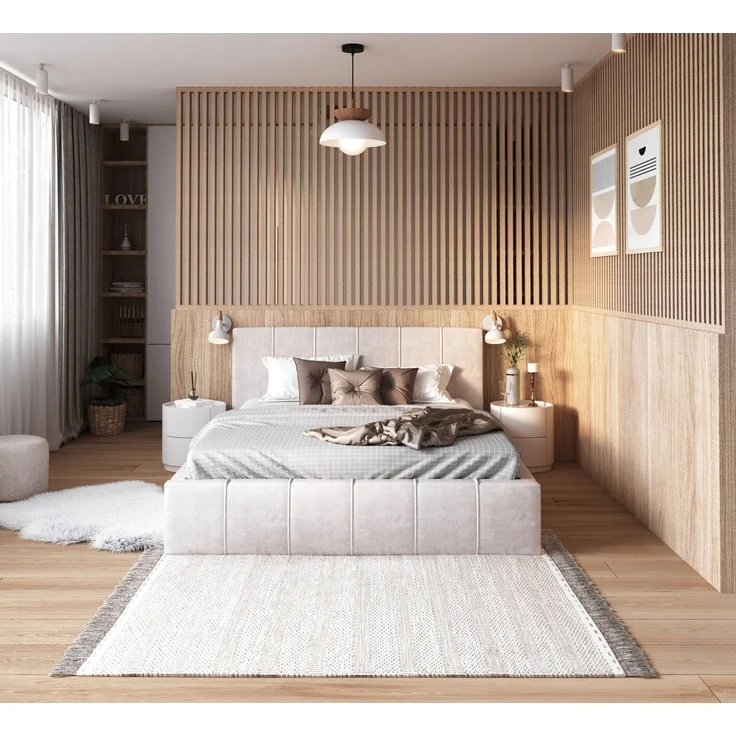 FDM Polsterbett Bettrahmen Bettgestell 90x200, 120x200, 140x200, 160x200, 180x200cm (mit hochwertigem Velour Bezug Trinity, mit großen gepolsterten Kopfteil), Mettelrahmen mit hydraulischer Klappfunktion für mehr Stauraum – Bild 1