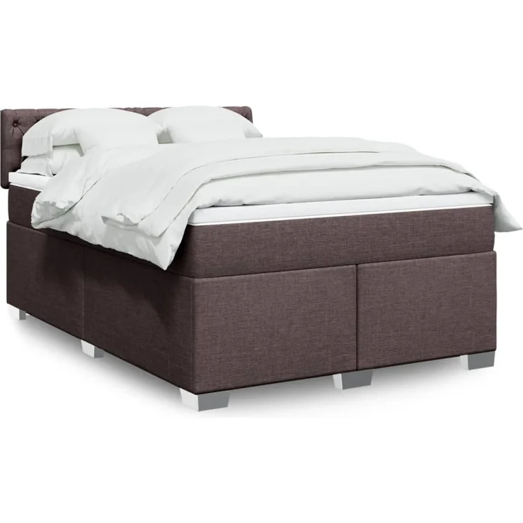 vidaXL Boxspringbett mit Matratze Dunkelbraun 160x200 cm Stoff 3285949 – Bild 1