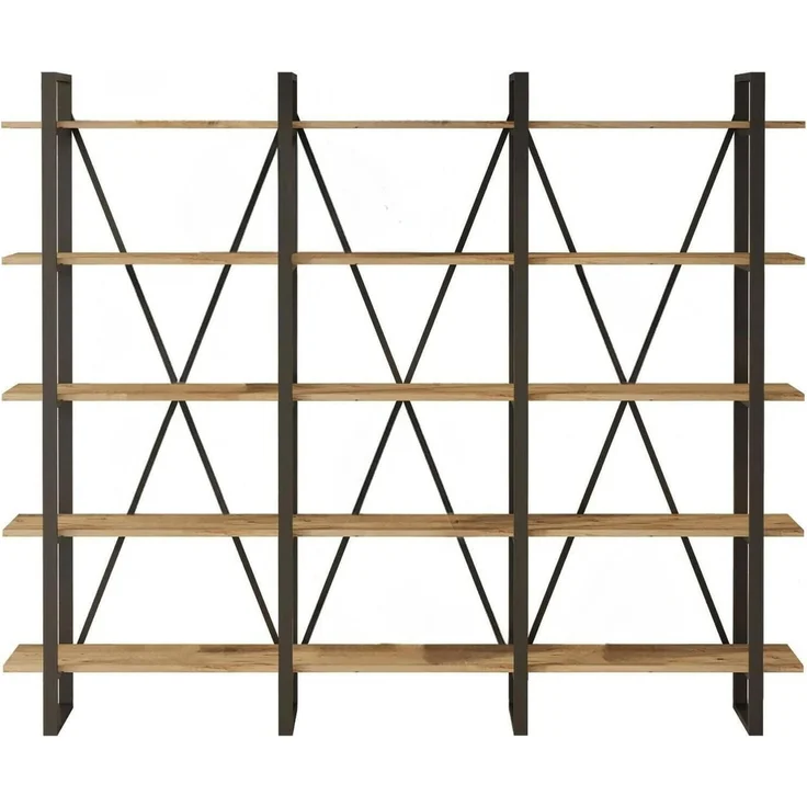 Dmora Bücherregal Albayt, Büroregal, Bücherregal, Bibliothek, 220 x 34 x 180 cm, Eiche – Bild 3