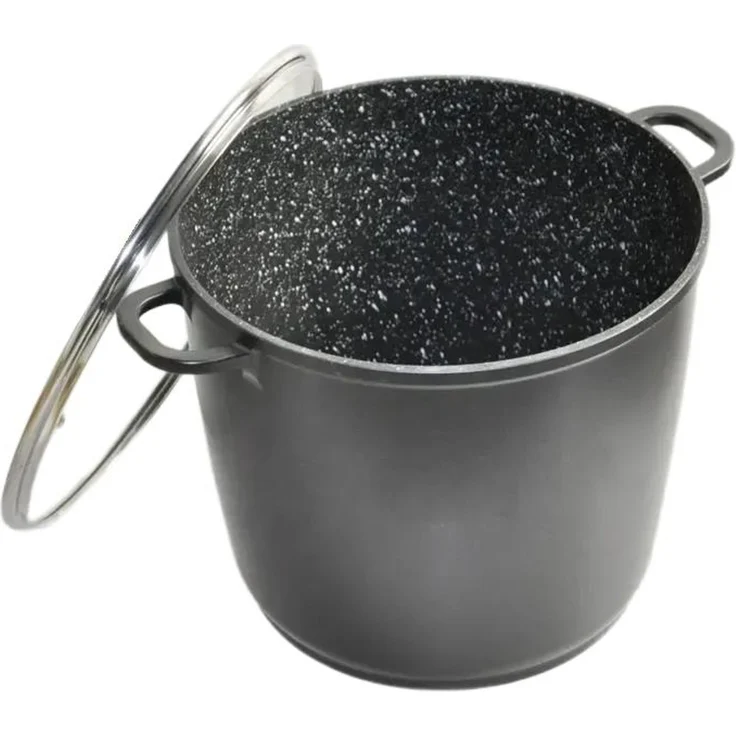 Tiefer Kochtopf Induktion Deckel Ø28cm Suppentopf Alu Guss – Bild 2