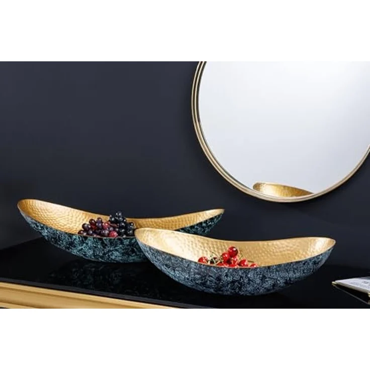 riess-ambiente Dekoschale ABSTRACT ORIENT 55cm gold (Set, 2 St), Wohnzimmer · Esszimmer · Schmuckschale · Metall · Handmade – Bild 4