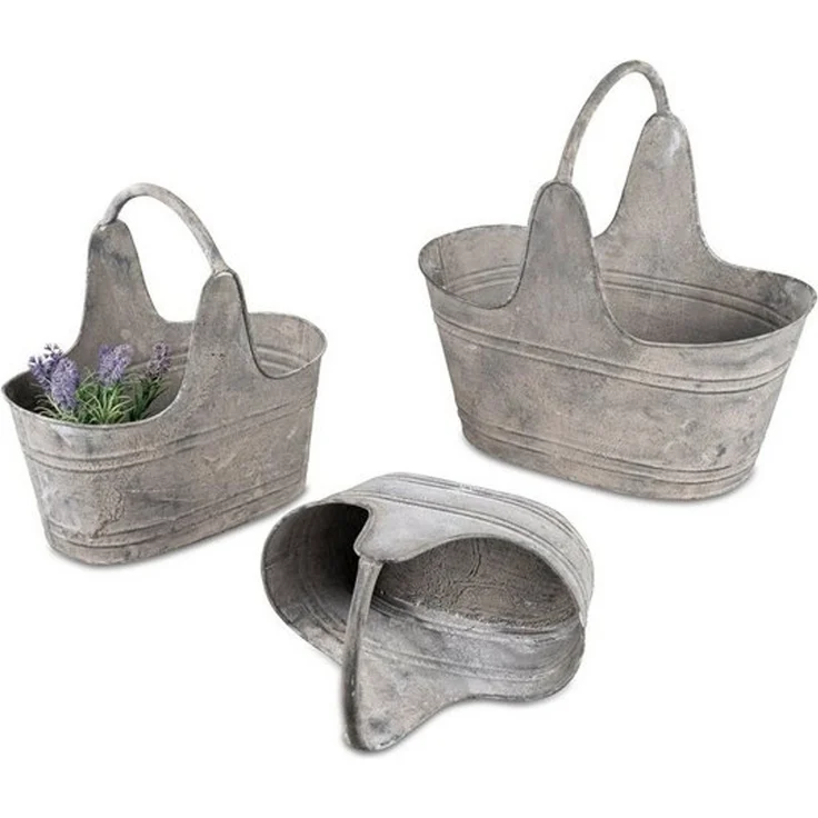 formano Pflanzkübel Körbe 3er-Set Metall antik (Set, 3 St, 3 Pflanzgefäße), Pflanzgefäß Gartendeko – Bild 2