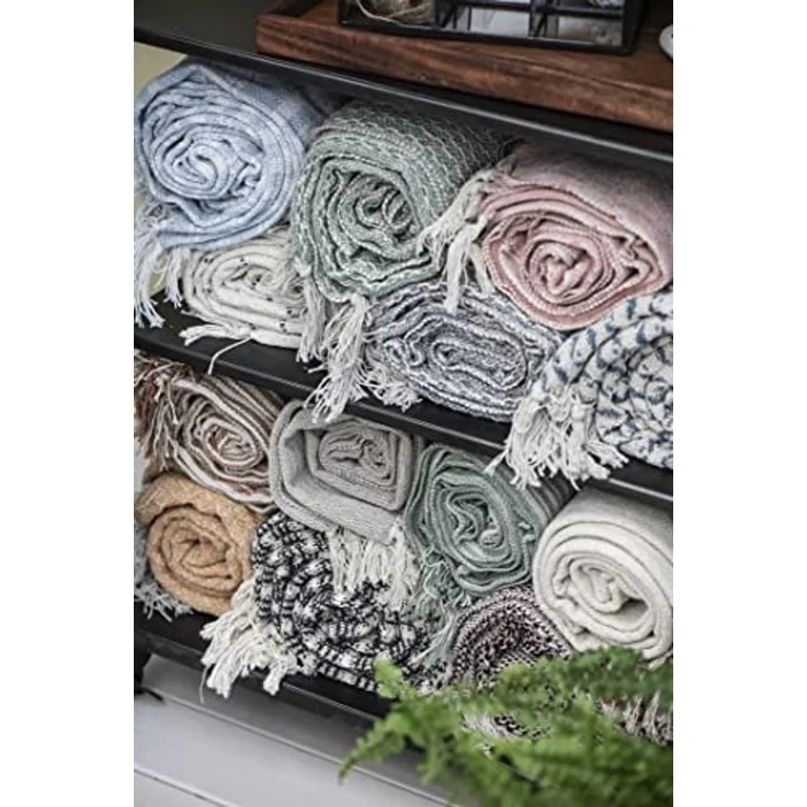 Wohndecke IB Laursen Plaid Creme Hellblau Streifen, Ib Laursen – Bild 6