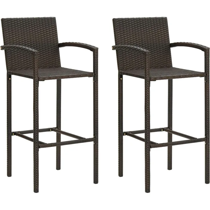 vidaXL Barhocker 2 Stk. Braun Poly Rattan 362580