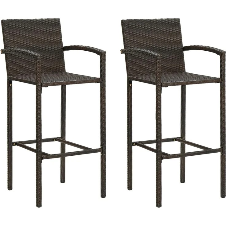 vidaXL Barhocker 2 Stk. Braun Poly Rattan 362580 – Bild 1