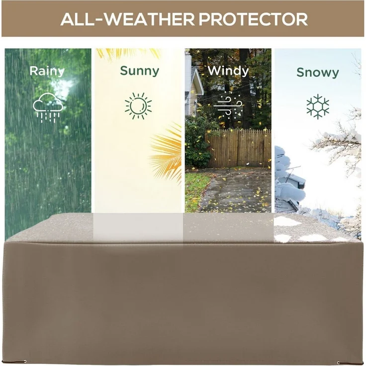 Outsunny Gartenmöbel-Schutzhülle Winterfest Wasserdicht (Abdeckung, 1-St, Abdeckplane), 275 x 205 x 90 cm Beige – Bild 3