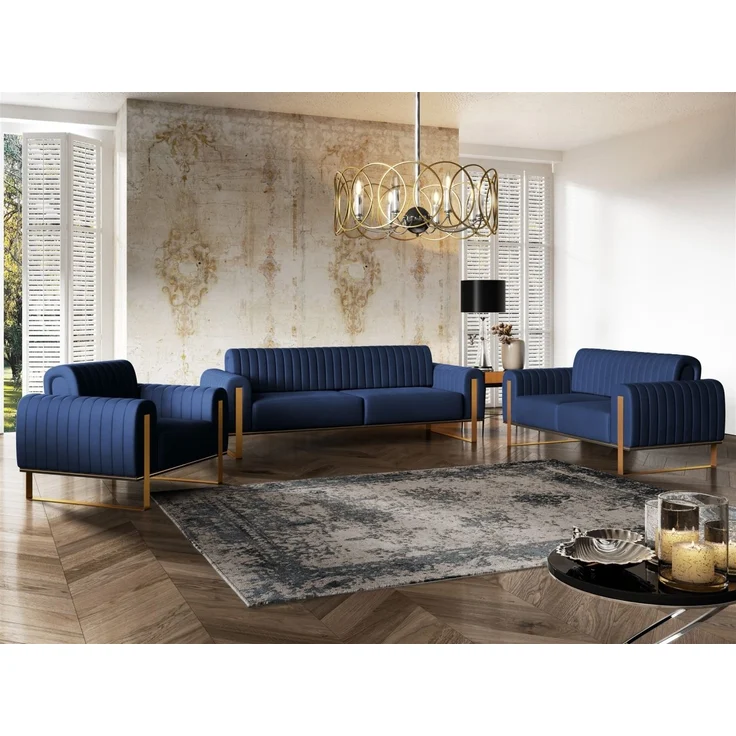 Sessel Designersessel VALERIE in Stoff Elisa Velvet Dunkelblau – Bild 3
