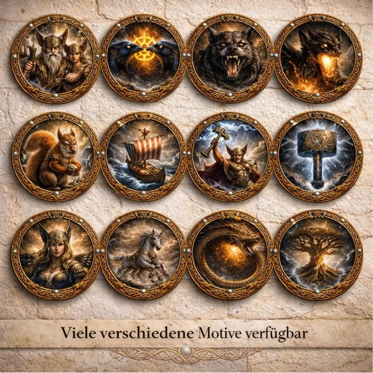 DARO Design Wandbild Wikinger Wandbilder Rund Wand Deko Bilder Mythologie, (Schiff - Bild klein Wohnzimmer Flur Arbeitszimmer Schlafzimmer Diele Einteilig Rund Fotodruck Nordische Mythologie), 20x20 cm – Bild 4