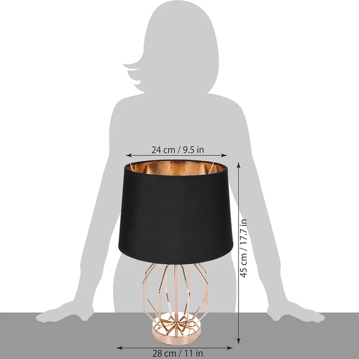 BRUBAKER Nachttischlampe Vintage Tischlampe Gold Gitter Muster, ohne Leuchtmittel, Moderne Tischleuchten mit Metallfuß, Höhe 45 cm, Deko Nachttischlampen – Bild 7