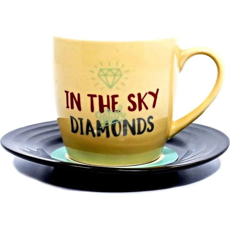 Thumbs Up LMMUGDIA Tasse Set Lyrical Mug Diamonds Lennon and McCartney, Keramik, beige, 15. 78 x 10 x 15. 7 cm, 2 EInheiten