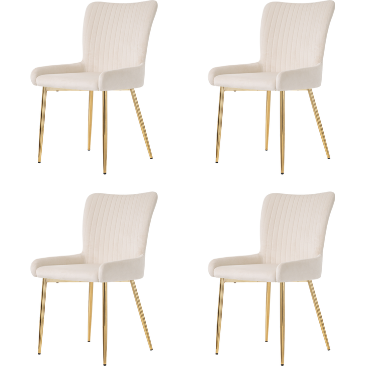 Esszimmerstuhl 4er-Set, Samt mit Metallgestell, 85x43x47, Beige/Gold, 150 kg pro Stuhl – Bild 2