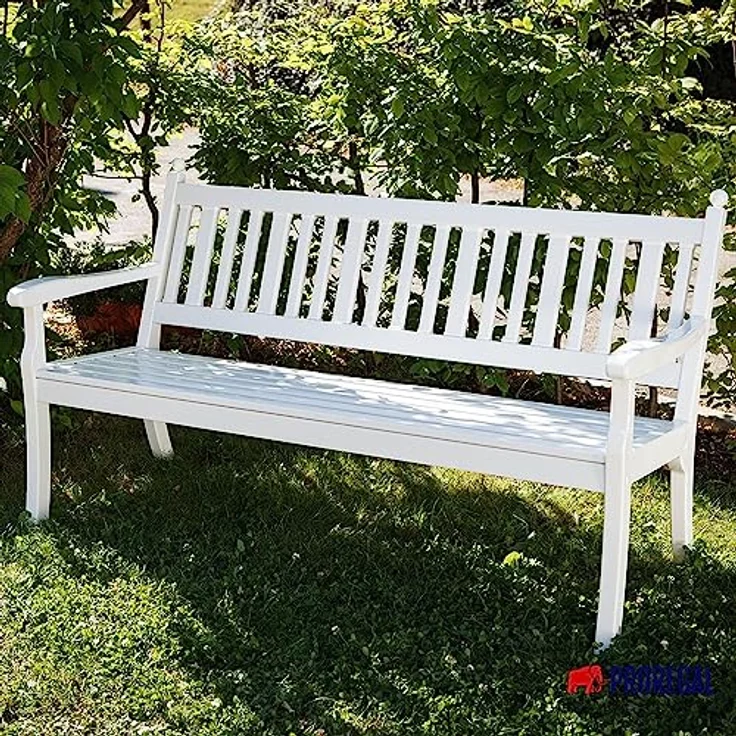 PROREGAL Gartenbank Aruba 3-Sitzer, witterungsbeständig in Weiß, HxBxT 88 x 160 x 69 cm, UV-beständiger Kunststoff, stabile Parkbank mit Rücklehne – Bild 7