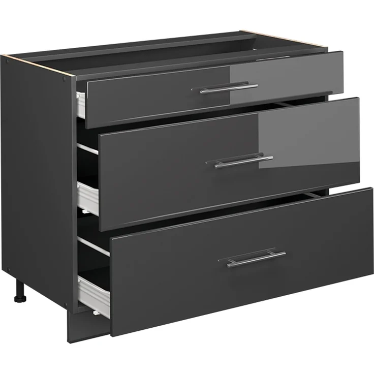 Küchenunterschrank Fame-Line Anthrazit Hochglanz/Anthrazit 100 cm, AP Anthrazit Vicco – Bild 6