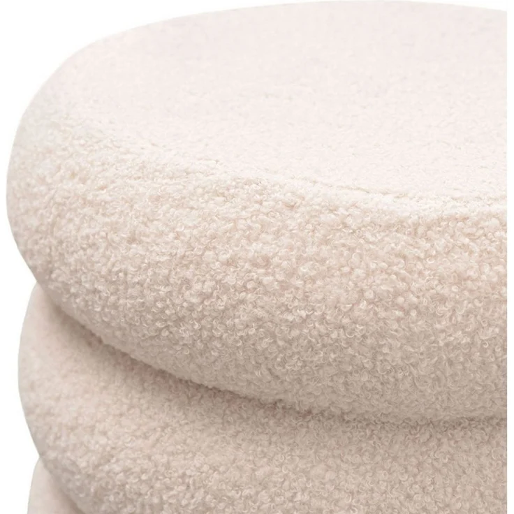 Lookway Hocker NOLLIE aus Bouclé-Stoff mit dekorativer Segmentoptik (1x Hocker), Durchmesser: ⌀ 34 cm – Bild 4